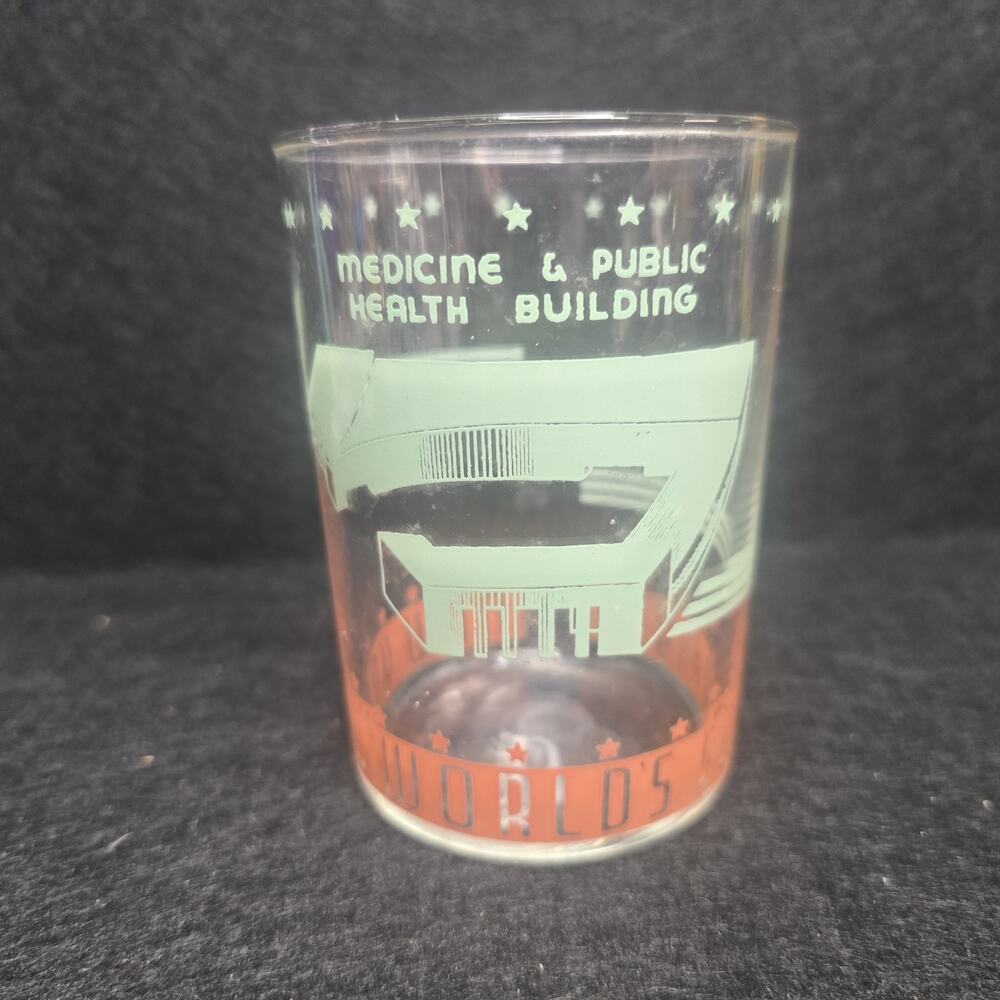 Vtg 1939 New York World's Fair Medicine & Public Health Building Glass 3.75"